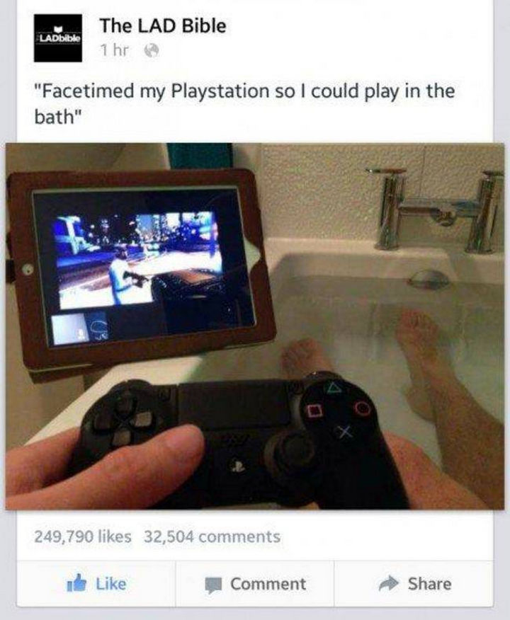 51 Crazy Life Hacks - Not a bad way to play games anywhere in the house.