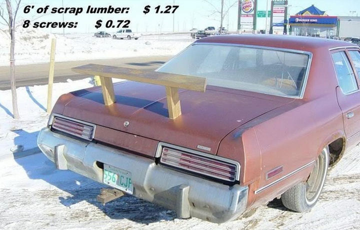 51 Crazy Life Hacks - A DIY car spoiler for less than dollars.