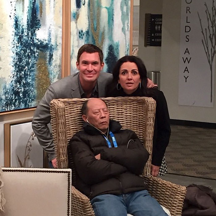 Miserable men shopping 