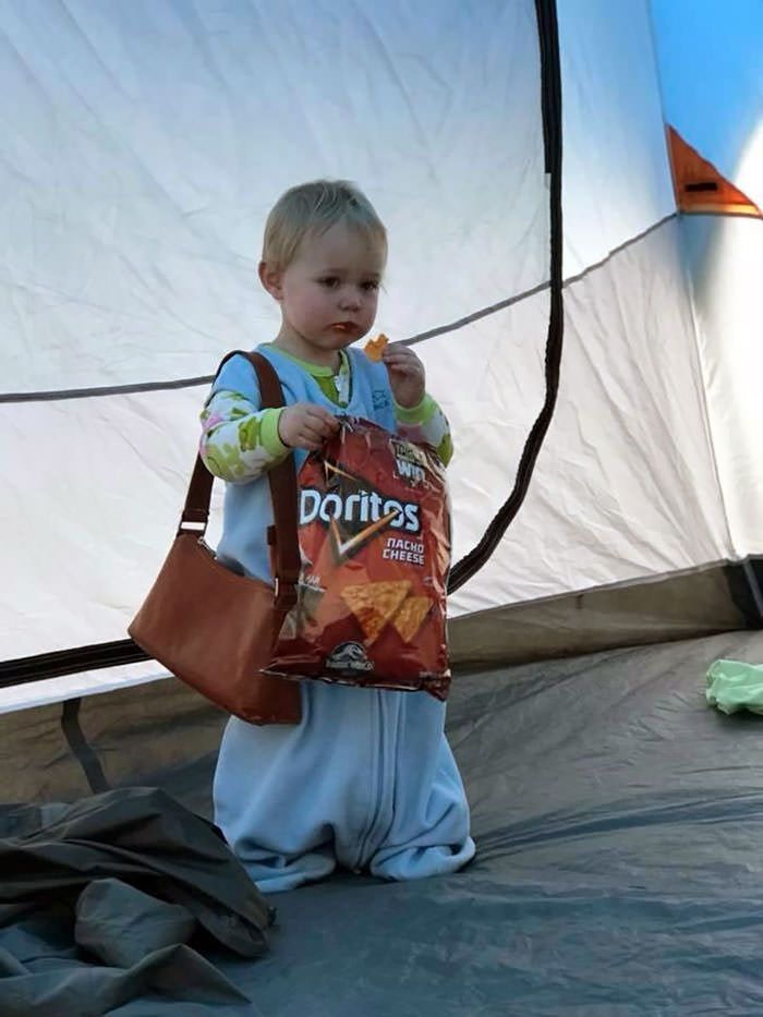 Daughter’s First Camping Trip. This Is How She Wakes Me Up At 6:15 In The Morning