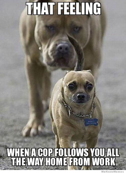 image that feeling when a cop follows you all they home from work