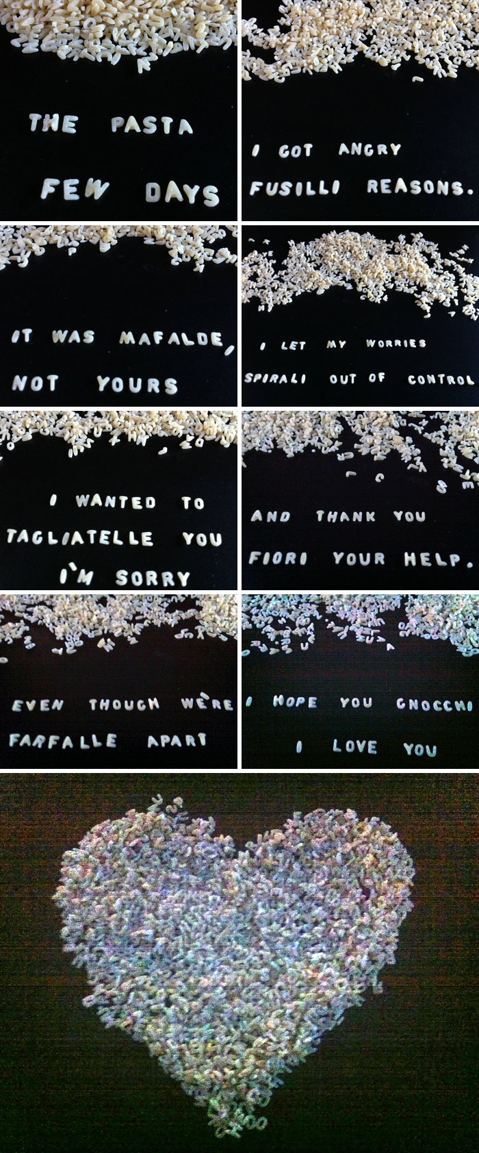 My Boyfriend Loves Pasta, So I Sent Him These To Apologise After An Argument My Boyfriend Loves Pasta, So I Sent Him These To Apologise After An Argument