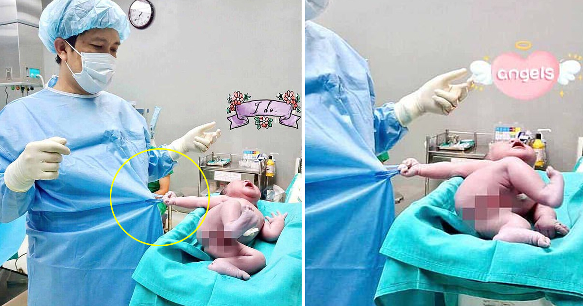 Heartwarming Moment A Newborn Baby Grabs Doctor's Gown And Refuses To ...