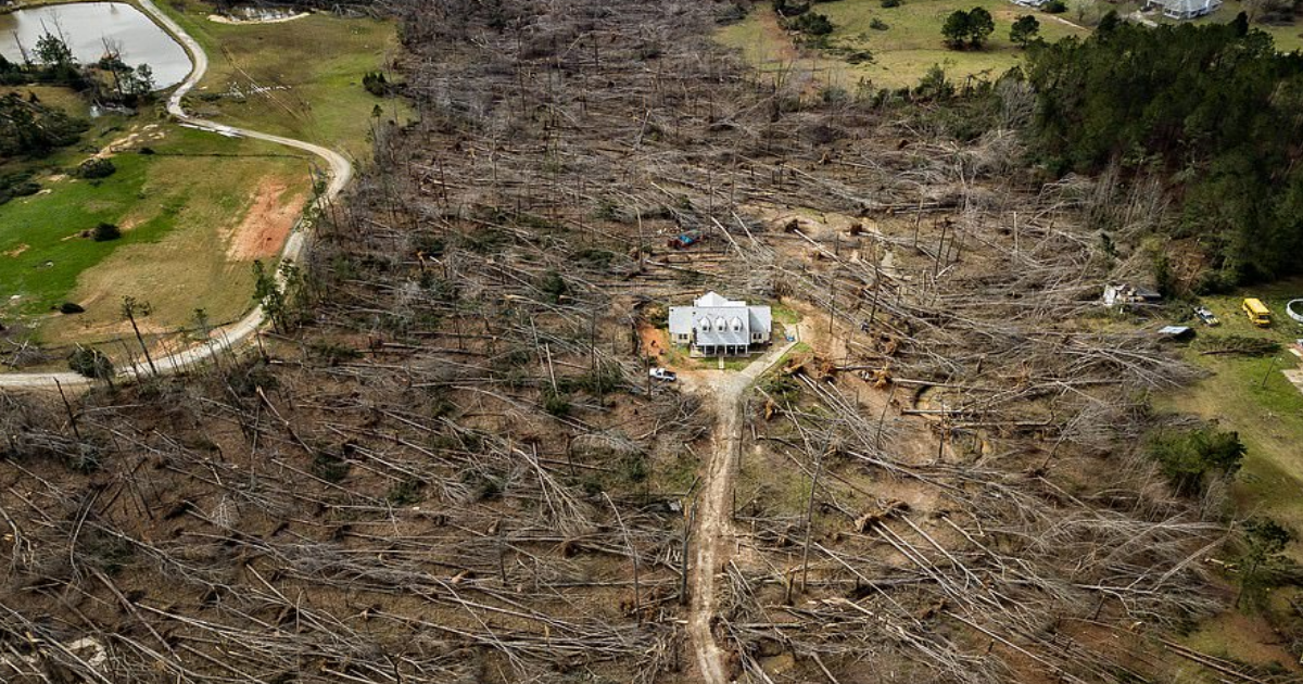 Drone Footage Shows Perfectly Intact Home Surviving Deadly