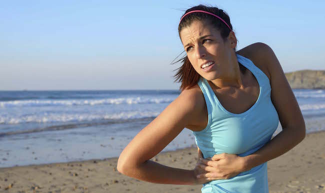 Athlete suffering side kidney pain