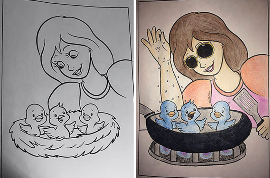 【純粋な心は失った…】大人が塗り絵を描いてみたら…『なんととても汚れている塗り絵』？！ - Hachibachi