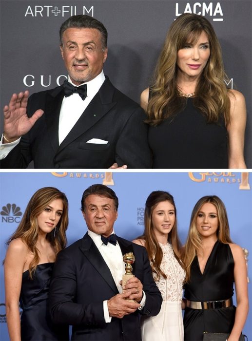 Sophia, Sistine y Scarlet Stallone con sus padres