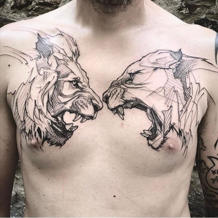 tatuaje de leones