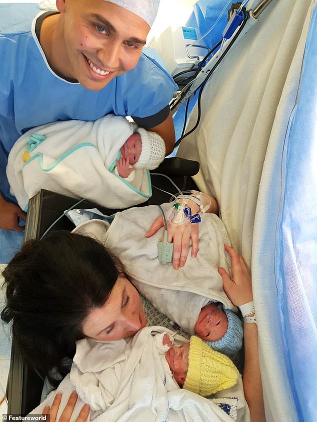 Jemma and Anton welcomed the babies at Cardiff