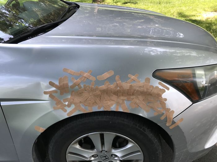 My 16-Year-Old Sister Said She Will Keep Adding Band-Aids To My Car Until I Get My Dent Fixed. Day 96 My 16-Year-Old Sister Said She Will Keep Adding Band-Aids To My Car Until I Get My Dent Fixed. Day 96