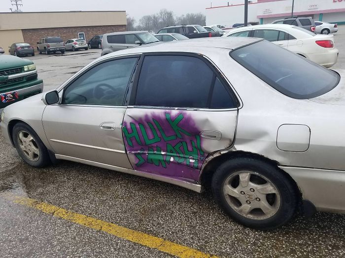 This Person's Awesome Solution To Covering Up A Large Dent On Their Car This Person