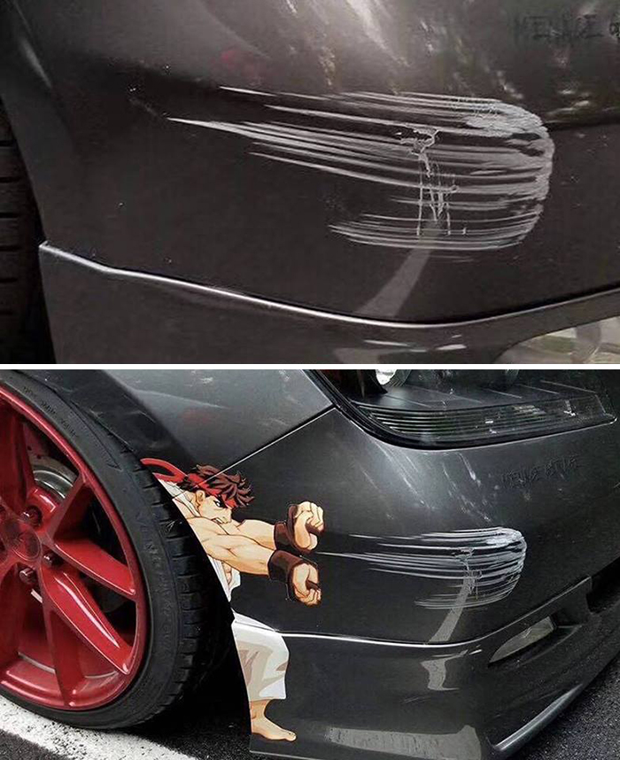 That's One Way To Deal With Car Scratches That