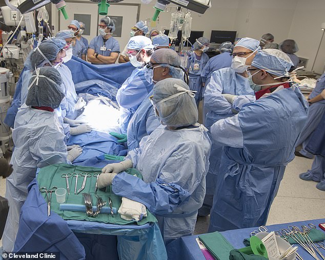 Inside the OR: This is a photo from the delivery in early June, with a team of doctors from various specialisms