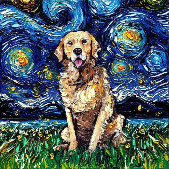 Van-Gogh-Starry-Night-Reimagined-Dogs-Paintings-Aja-Trier Van-Gogh-Starry-Night-Reimagined-Dogs-Paintings-Aja-Trier