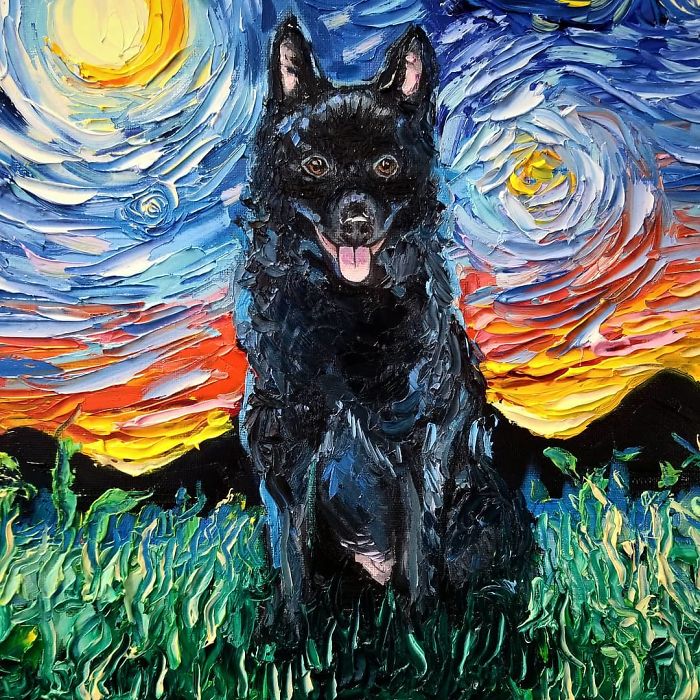 Van-Gogh-Starry-Night-Reimagined-Dogs-Paintings-Aja-Trier Van-Gogh-Starry-Night-Reimagined-Dogs-Paintings-Aja-Trier