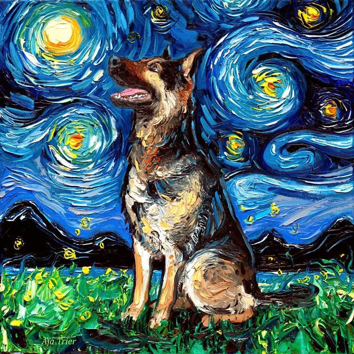 Van-Gogh-Starry-Night-Reimagined-Dogs-Paintings-Aja-Trier Van-Gogh-Starry-Night-Reimagined-Dogs-Paintings-Aja-Trier
