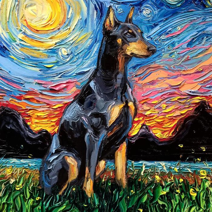 Van-Gogh-Starry-Night-Reimagined-Dogs-Paintings-Aja-Trier Van-Gogh-Starry-Night-Reimagined-Dogs-Paintings-Aja-Trier