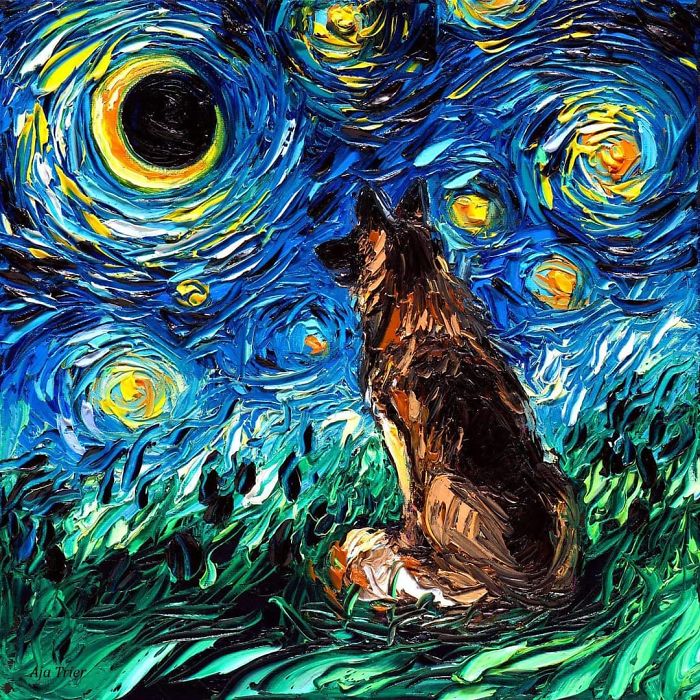 Van-Gogh-Starry-Night-Reimagined-Dogs-Paintings-Aja-Trier Van-Gogh-Starry-Night-Reimagined-Dogs-Paintings-Aja-Trier