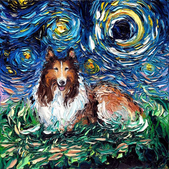 Van-Gogh-Starry-Night-Reimagined-Dogs-Paintings-Aja-Trier Van-Gogh-Starry-Night-Reimagined-Dogs-Paintings-Aja-Trier