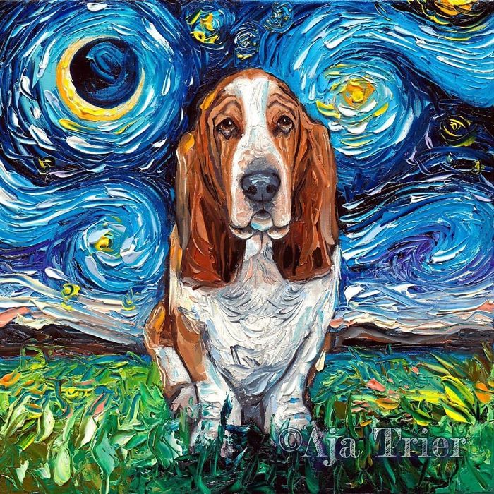 Van-Gogh-Starry-Night-Reimagined-Dogs-Paintings-Aja-Trier Van-Gogh-Starry-Night-Reimagined-Dogs-Paintings-Aja-Trier