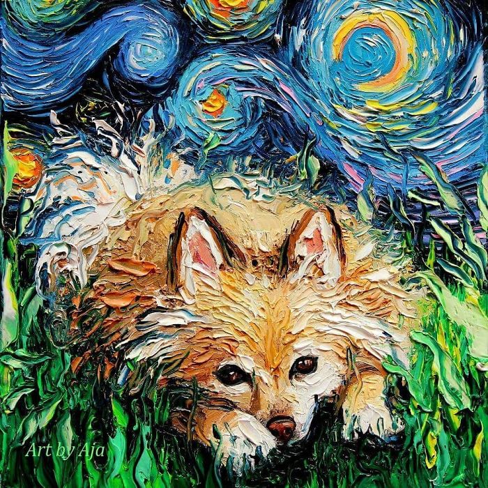Van-Gogh-Starry-Night-Reimagined-Dogs-Paintings-Aja-Trier Van-Gogh-Starry-Night-Reimagined-Dogs-Paintings-Aja-Trier
