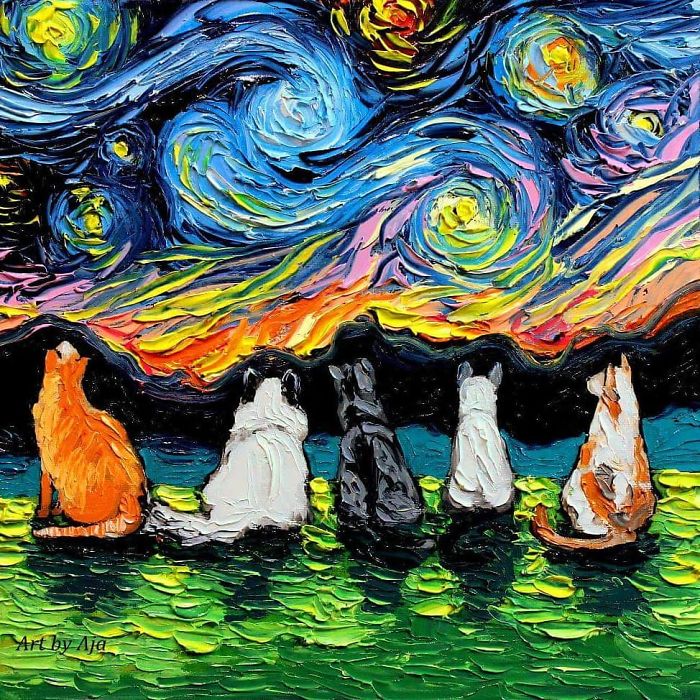 Van-Gogh-Starry-Night-Reimagined-Dogs-Paintings-Aja-Trier Van-Gogh-Starry-Night-Reimagined-Dogs-Paintings-Aja-Trier