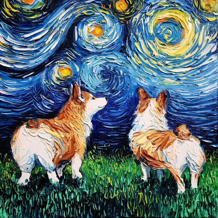 Van-Gogh-Starry-Night-Reimagined-Dogs-Paintings-Aja-Trier Van-Gogh-Starry-Night-Reimagined-Dogs-Paintings-Aja-Trier