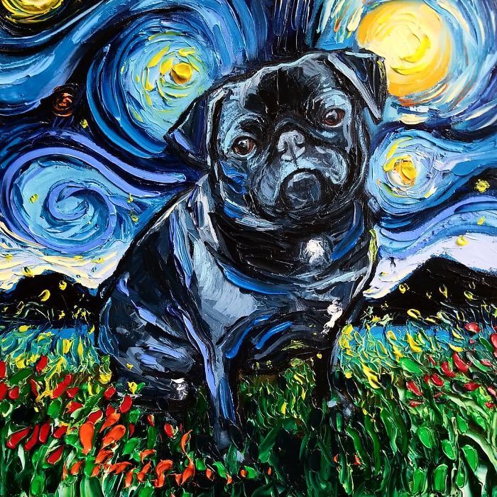 Van-Gogh-Starry-Night-Reimagined-Dogs-Paintings-Aja-Trier Van-Gogh-Starry-Night-Reimagined-Dogs-Paintings-Aja-Trier