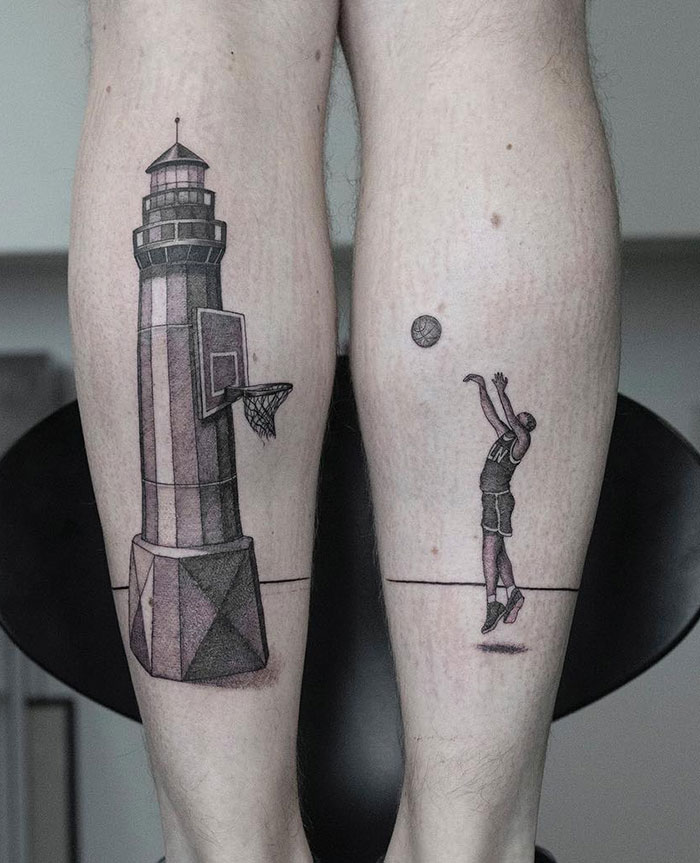 Creative Leg Tattoo Idea Creative Leg Tattoo Idea