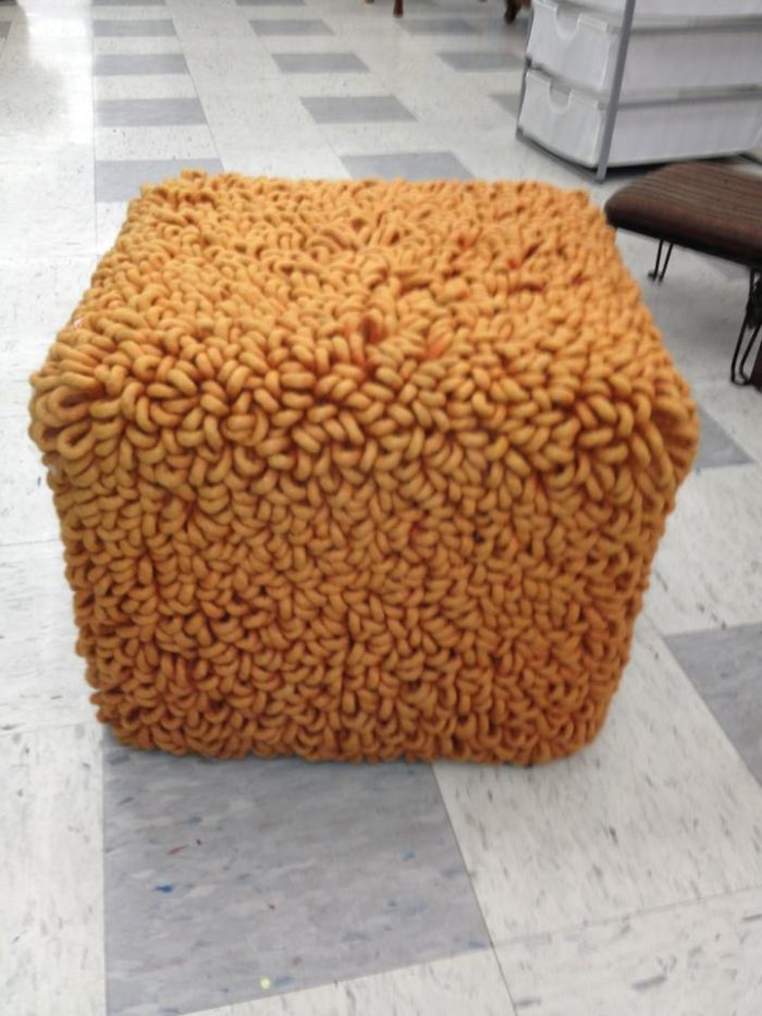 This Is My Fav Goodwill (San Diego) Find. Wool Ottoman On Wheels