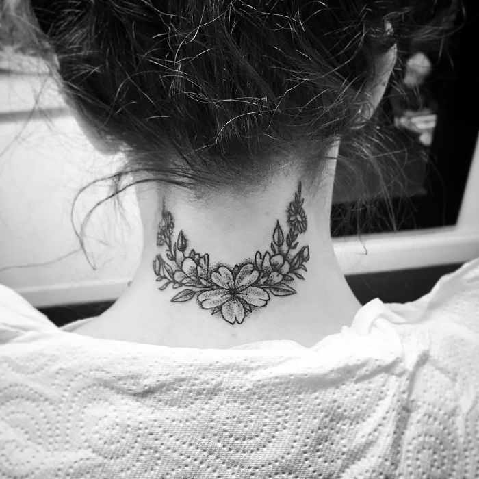 Floral Neck Tattoo