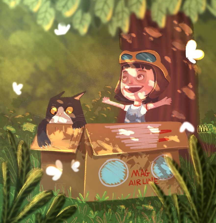 Italian Illustrator Shows In Sweet Illustrations That Even Cats Being Independent, They Can Be His Best Friends Italian Illustrator Shows In Sweet Illustrations That Even Cats Being Independent, They Can Be His Best Friends