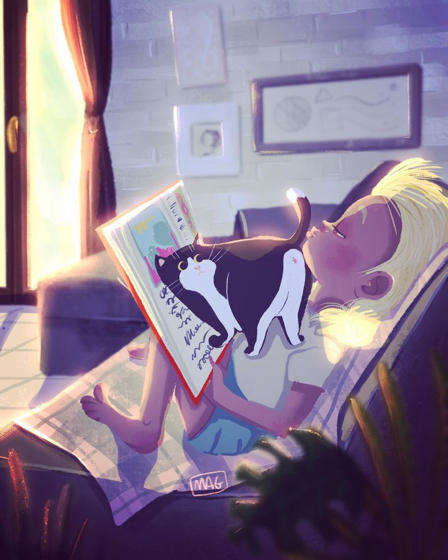 Italian Illustrator Shows In Sweet Illustrations That Even Cats Being Independent, They Can Be His Best Friends Italian Illustrator Shows In Sweet Illustrations That Even Cats Being Independent, They Can Be His Best Friends