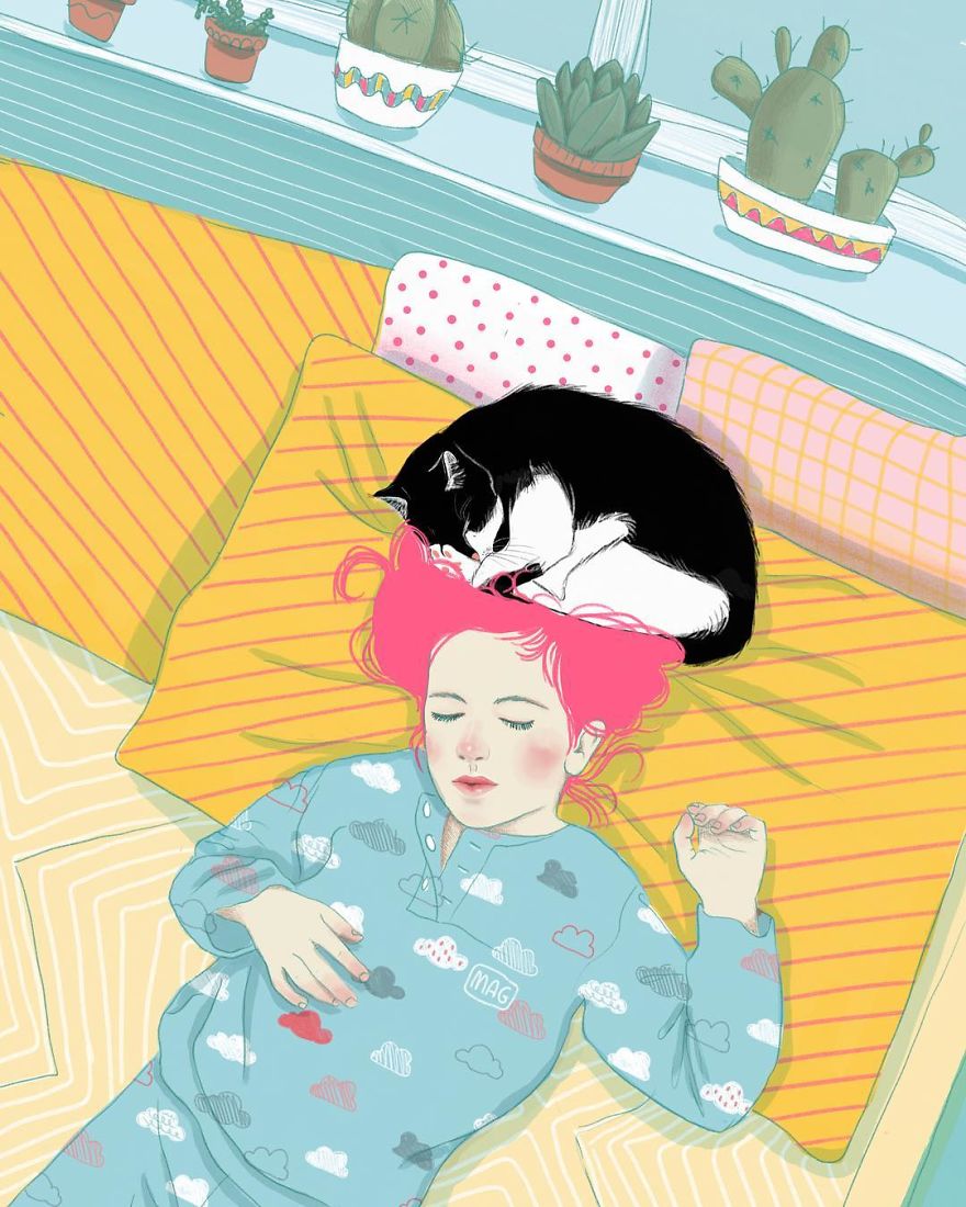 Italian Illustrator Shows In Sweet Illustrations That Even Cats Being Independent, They Can Be His Best Friends Italian Illustrator Shows In Sweet Illustrations That Even Cats Being Independent, They Can Be His Best Friends