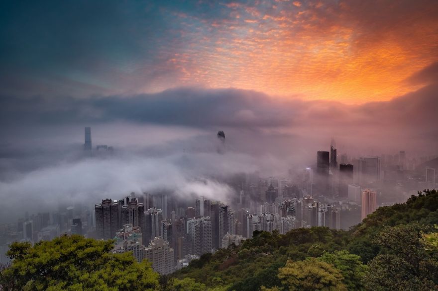 People's Choice, Cities: 'Sunrise Glow Decorates The City In Fog' By Carlo Yuen People