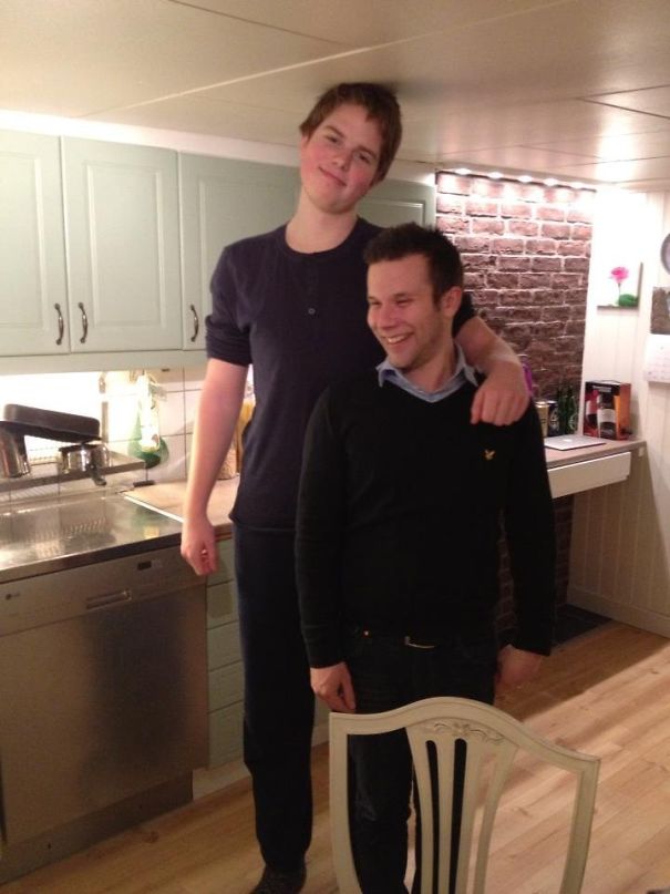 So This Is Me (18, 6'7) Next To My Pal In Their House. I Hate Their House So This Is Me (18, 6