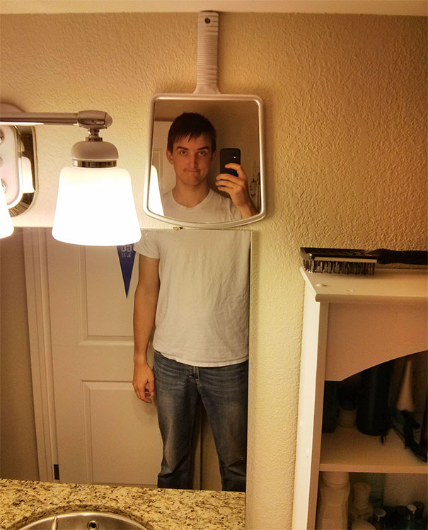 Tall Guy Problem Solved. Solution: Extra Mirror Tall Guy Problem Solved. Solution: Extra Mirror