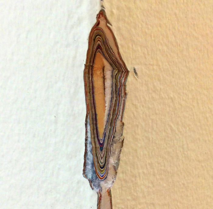 This Wall Broke Exposing Years Of Layers Of Paint This Wall Broke Exposing Years Of Layers Of Paint