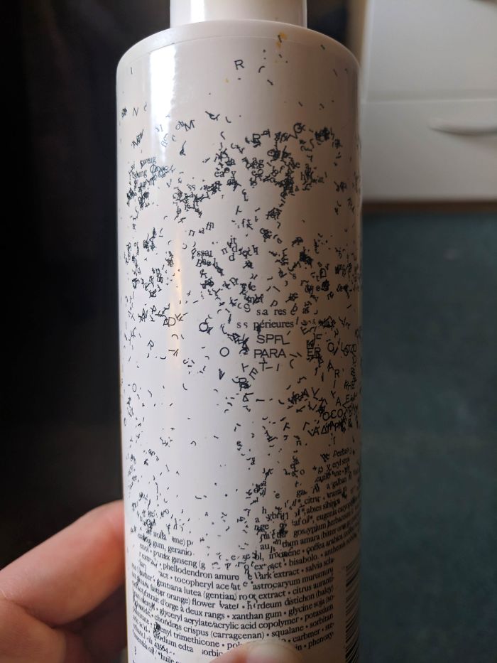 All The Letters On My Gf's Lotion Bottle Started Falling Off All The Letters On My Gf