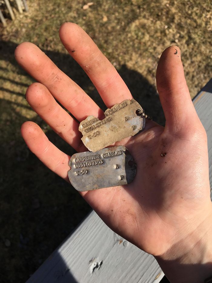Found Old Dog Tags In A Metal Pile In Our Woods. Reunited Them With His Wife, Who Lost Her Husband Of 60 Years In 2010 Found Old Dog Tags In A Metal Pile In Our Woods. Reunited Them With His Wife, Who Lost Her Husband Of 60 Years In 2010