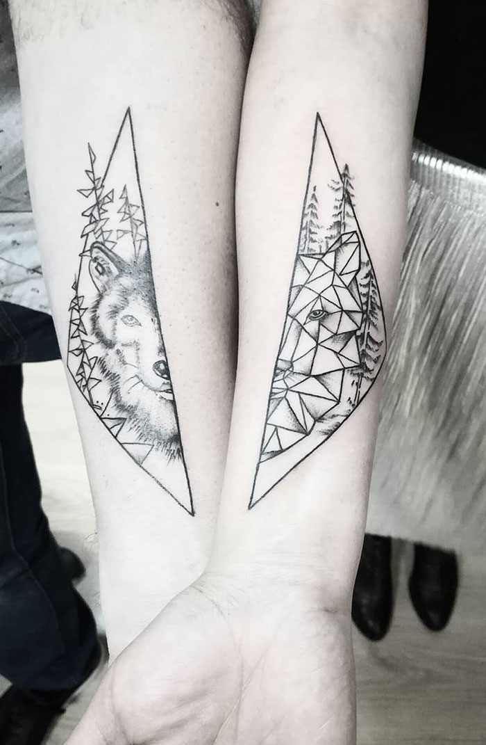 Matching Wolf Tattoos