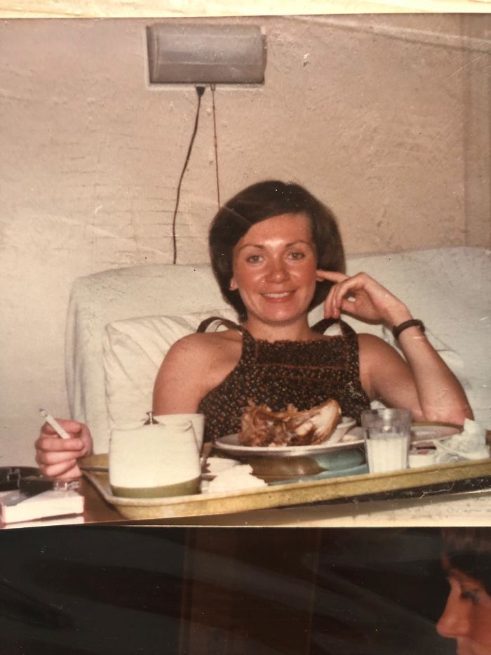 My Mom In The Hospital After Giving Birth To My Sister. Canada 1978. Smokes And Roasted Chicken My Mom In The Hospital After Giving Birth To My Sister. Canada 1978. Smokes And Roasted Chicken