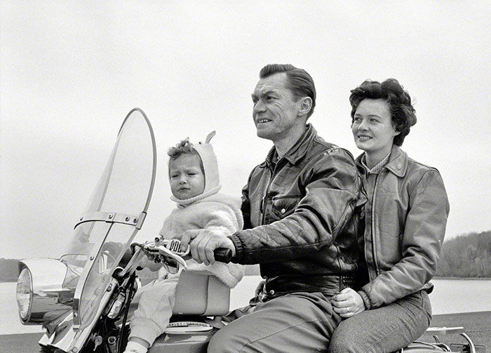 Harley With A Baby Seat, 1962 Harley With A Baby Seat, 1962