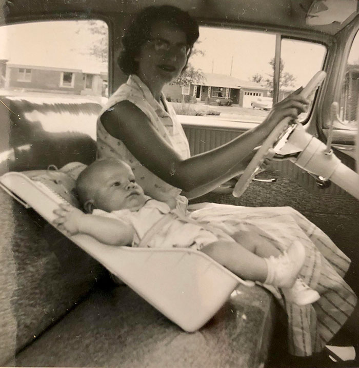 Car Seat Safety In 1958. Not Strapped In To Anything, These Seats Relied On The Mother To Put Her Arm Out And Stop The Baby From Falling Forward Car Seat Safety In 1958. Not Strapped In To Anything, These Seats Relied On The Mother To Put Her Arm Out And Stop The Baby From Falling Forward