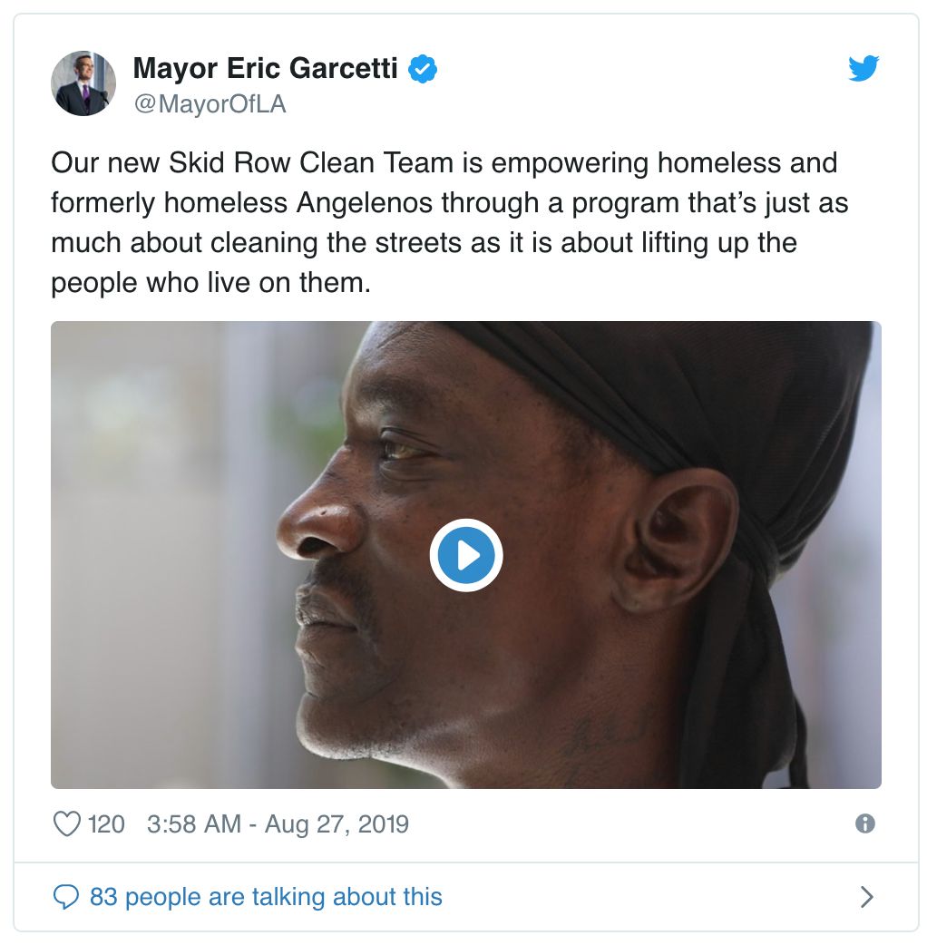 LA Mayor Started 'Skid Row Clean Team,' Paying the Homeless 15 An Hour