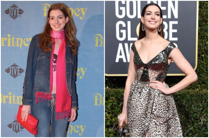 Anne Hathaway a principios del 2000 y ahora