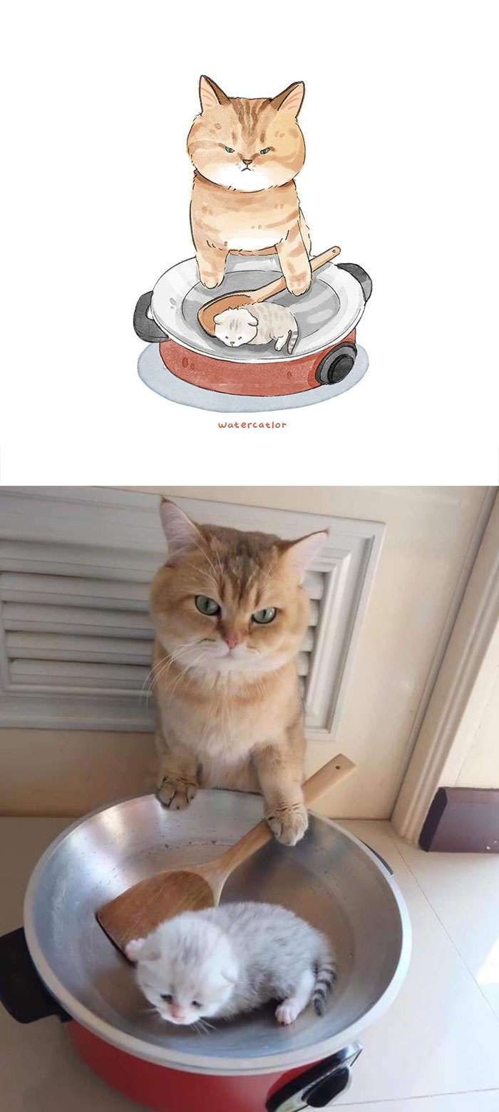 Digital-Watercolor-Cat-Paintings-Watercatlor Digital-Watercolor-Cat-Paintings-Watercatlor
