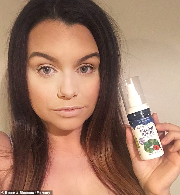 Chloe, pictured holding up a bottle of the spray, said beforehand she was