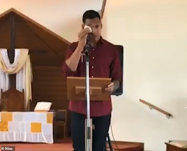 Folau (pictured)  began to break down in tears during a sermon on Eastern Sunday about standing up for beliefs