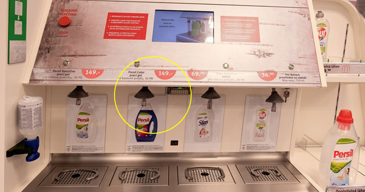 Eco Friendly Drug Store Installed A Cleaning Product Refilling Station